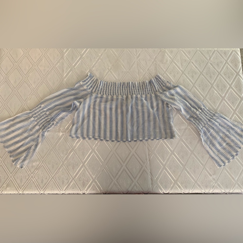 Sabo Skirt Blue and White Striped Crop Top